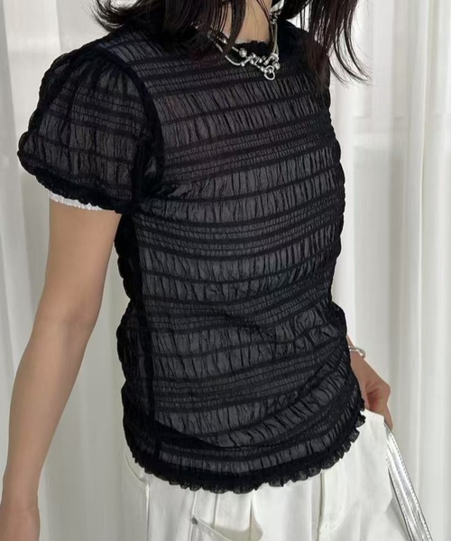 mebole(メボレ)の「シアーシャーリングトップス(Tシャツ/カットソー・レディース・ホワイト/ブルー/ブラック・FREE)」の22枚目の写真