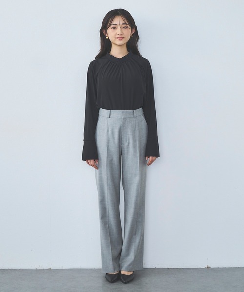 Sirin(シリン)の「≪Premiam≫ super100’sウールブレンドフレアパンツ【2サイズ展開】(スラックス・レディース・ネイビー/グレー・SMALL/X-SMALL)」の5枚目の写真