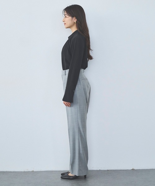 Sirin(シリン)の「≪Premiam≫ super100’sウールブレンドフレアパンツ【2サイズ展開】(スラックス・レディース・ネイビー/グレー・SMALL/X-SMALL)」の6枚目の写真
