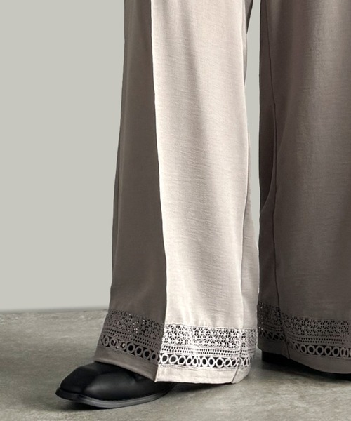 Classical Origin(クラシカルオリジン)の「【Classical Origin】「キレイめ×抜け感」裾レース切り替えリラックスイージースラックス/Lace Panel Easy Slacks(スラックス・メンズ・グレー/チャコールグレー・SMALL/MEDIUM/LARGE)」の2枚目の写真