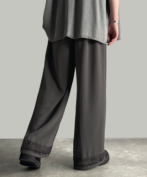 Classical Origin(クラシカルオリジン)の「【Classical Origin】「キレイめ×抜け感」裾レース切り替えリラックスイージースラックス/Lace Panel Easy Slacks(スラックス・メンズ・グレー/チャコールグレー・SMALL/MEDIUM/LARGE)」の5枚目の写真
