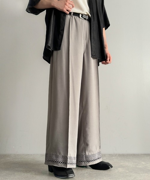 Classical Origin(クラシカルオリジン)の「【Classical Origin】「キレイめ×抜け感」裾レース切り替えリラックスイージースラックス/Lace Panel Easy Slacks(スラックス・メンズ・グレー/チャコールグレー・SMALL/MEDIUM/LARGE)」の12枚目の写真