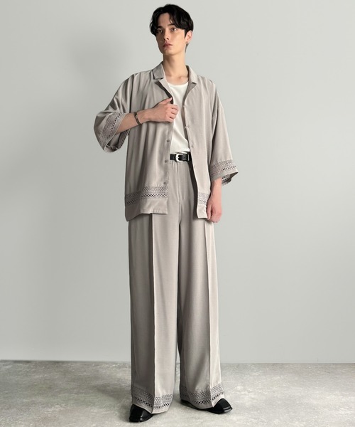 Classical Origin(クラシカルオリジン)の「【Classical Origin】「キレイめ×抜け感」裾レース切り替えリラックスイージースラックス/Lace Panel Easy Slacks(スラックス・メンズ・グレー/チャコールグレー・SMALL/MEDIUM/LARGE)」の9枚目の写真