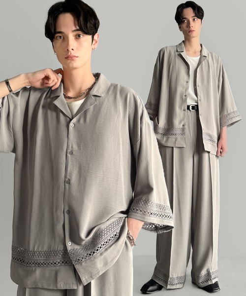 Classical Origin(クラシカルオリジン)の「【Classical Origin】「キレイめ×抜け感」裾レース切り替えリラックスイージースラックス/Lace Panel Easy Slacks(スラックス・メンズ・グレー/チャコールグレー・SMALL/MEDIUM/LARGE)」の7枚目の写真