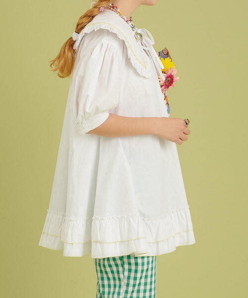 w closet（ダブルクローゼット）の「【あみこ企画】なみなみテープチュニック（チュニック・レディース・オフホワイト/グリーン/ピンク・FREE）」の16枚目の写真