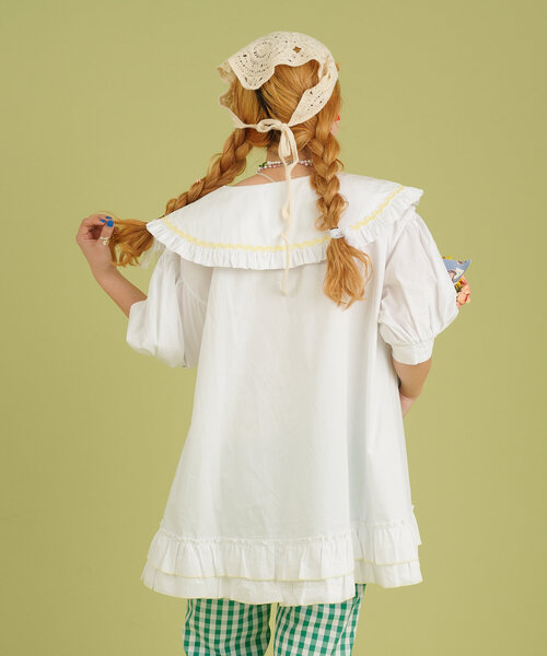 w closet（ダブルクローゼット）の「【あみこ企画】なみなみテープチュニック（チュニック・レディース・オフホワイト/グリーン/ピンク・FREE）」の15枚目の写真