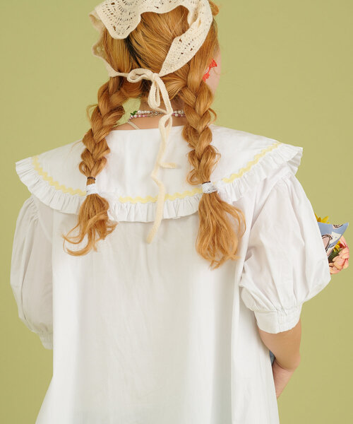 w closet（ダブルクローゼット）の「【あみこ企画】なみなみテープチュニック（チュニック・レディース・オフホワイト/グリーン/ピンク・FREE）」の13枚目の写真