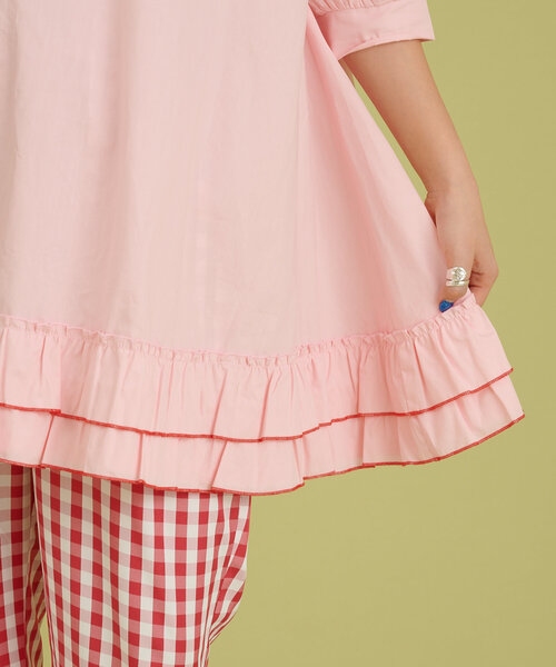 w closet（ダブルクローゼット）の「【あみこ企画】なみなみテープチュニック（チュニック・レディース・オフホワイト/グリーン/ピンク・FREE）」の11枚目の写真