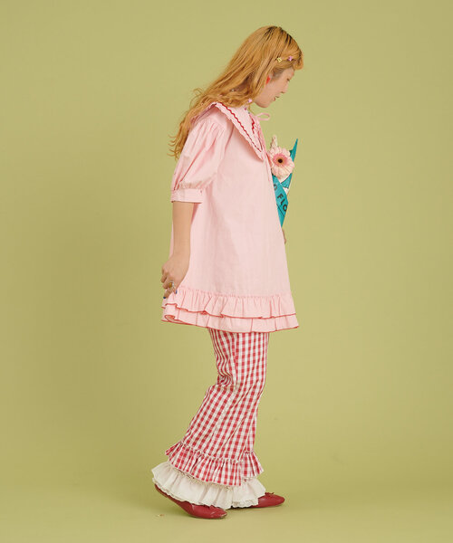 w closet（ダブルクローゼット）の「【あみこ企画】なみなみテープチュニック（チュニック・レディース・オフホワイト/グリーン/ピンク・FREE）」の6枚目の写真