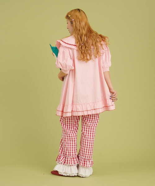 w closet（ダブルクローゼット）の「【あみこ企画】なみなみテープチュニック（チュニック・レディース・オフホワイト/グリーン/ピンク・FREE）」の5枚目の写真