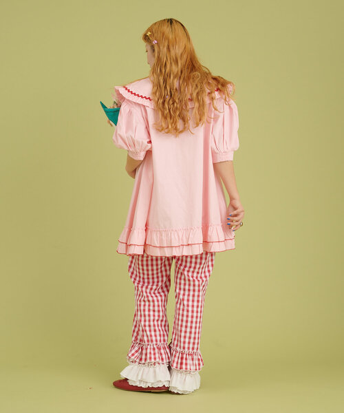 w closet（ダブルクローゼット）の「【あみこ企画】なみなみテープチュニック（チュニック・レディース・オフホワイト/グリーン/ピンク・FREE）」の4枚目の写真