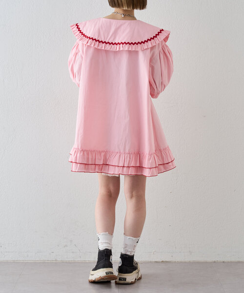 w closet（ダブルクローゼット）の「【あみこ企画】なみなみテープチュニック（チュニック・レディース・オフホワイト/グリーン/ピンク・FREE）」の22枚目の写真