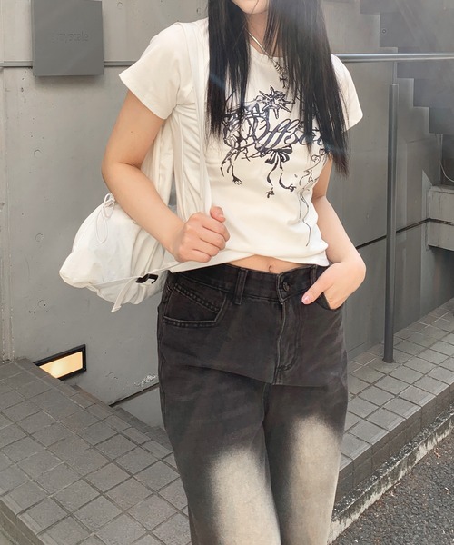 lilful（リルフル）の「フロントヴィンテージロゴプリント ラグランTシャツ（Tシャツ/カットソー・レディース・ブラック/ホワイト・M/S）」の16枚目の写真