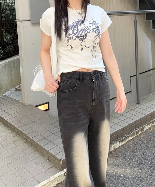 lilful（リルフル）の「フロントヴィンテージロゴプリント ラグランTシャツ（Tシャツ/カットソー・レディース・ブラック/ホワイト・M/S）」の21枚目の写真