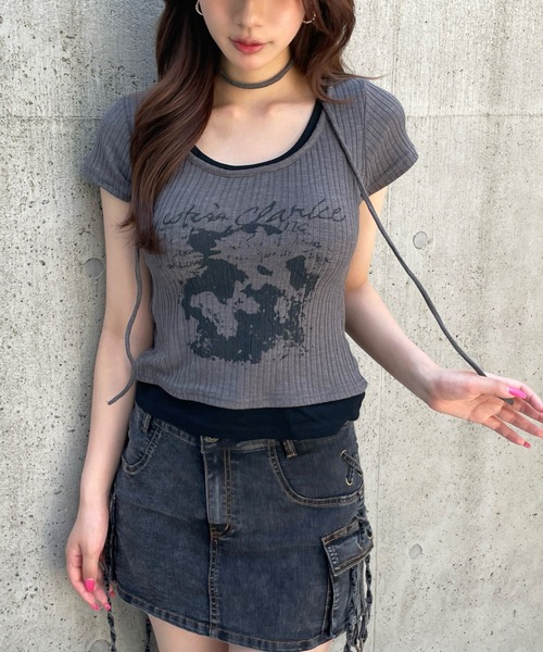 3.3 Field Trip （3.3フィールドトリップ）の「3.3 Field Trip／マフラーツキレイヤードT（Tシャツ/カットソー・レディース・チャコールグレー/ホワイト/ベージュ・FREE）」の2枚目の写真