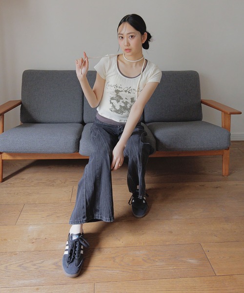 3.3 Field Trip （3.3フィールドトリップ）の「3.3 Field Trip／マフラーツキレイヤードT（Tシャツ/カットソー・レディース・チャコールグレー/ホワイト/ベージュ・FREE）」の18枚目の写真