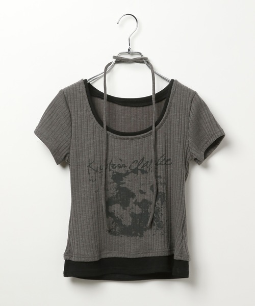 3.3 Field Trip （3.3フィールドトリップ）の「3.3 Field Trip／マフラーツキレイヤードT（Tシャツ/カットソー・レディース・チャコールグレー/ホワイト/ベージュ・FREE）」の6枚目の写真