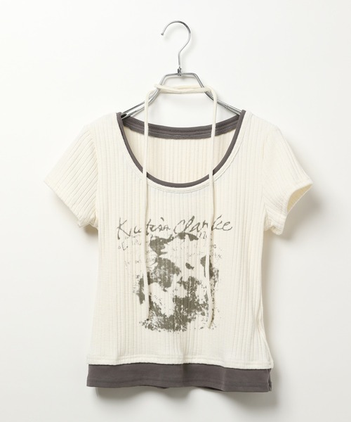 3.3 Field Trip （3.3フィールドトリップ）の「3.3 Field Trip／マフラーツキレイヤードT（Tシャツ/カットソー・レディース・チャコールグレー/ホワイト/ベージュ・FREE）」の4枚目の写真