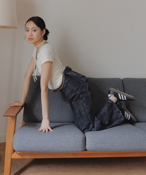 3.3 Field Trip （3.3フィールドトリップ）の「3.3 Field Trip／マフラーツキレイヤードT（Tシャツ/カットソー・レディース・チャコールグレー/ホワイト/ベージュ・FREE）」の19枚目の写真