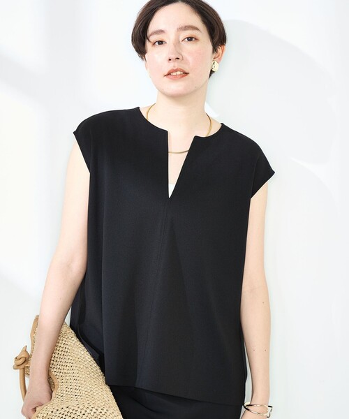 NOLLEY’S Sophi(ノーリーズソフィ)の「《セットアップ対応》マルチファンクションキーネックプルオーバーカットソー(Tシャツ/カットソー・レディース・ブラック/オフホワイト・38)」の1枚目の写真