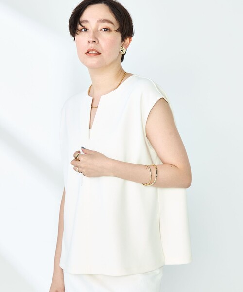 NOLLEY’S Sophi(ノーリーズソフィ)の「《セットアップ対応》マルチファンクションキーネックプルオーバーカットソー(Tシャツ/カットソー・レディース・ブラック/オフホワイト・38)」の5枚目の写真