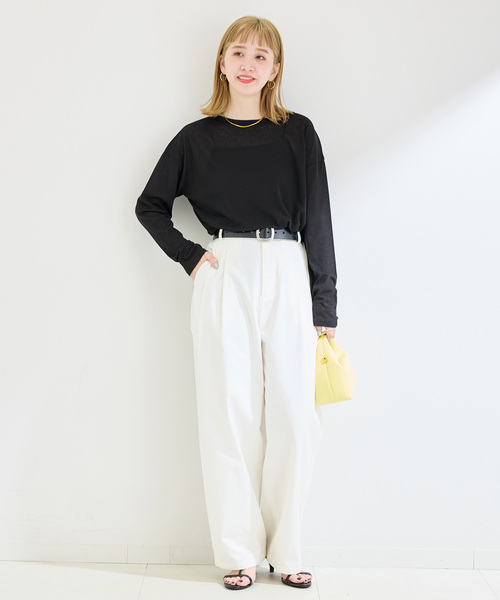 B.C STOCK(ベーセーストック)の「《追加》ウォッシャブル / スラブシアーロンTEE(Tシャツ/カットソー・レディース・ブラック/ブルー/イエロー/ホワイト・FREE)」の10枚目の写真