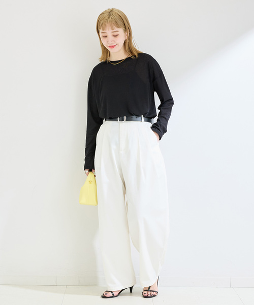 B.C STOCK(ベーセーストック)の「《追加》ウォッシャブル / スラブシアーロンTEE(Tシャツ/カットソー・レディース・ブラック/ブルー/イエロー/ホワイト・FREE)」の11枚目の写真