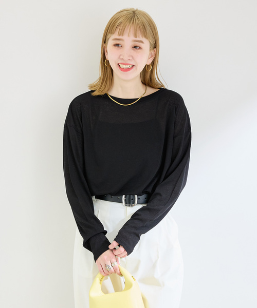 B.C STOCK(ベーセーストック)の「《追加》ウォッシャブル / スラブシアーロンTEE(Tシャツ/カットソー・レディース・ブラック/ブルー/イエロー/ホワイト・FREE)」の14枚目の写真