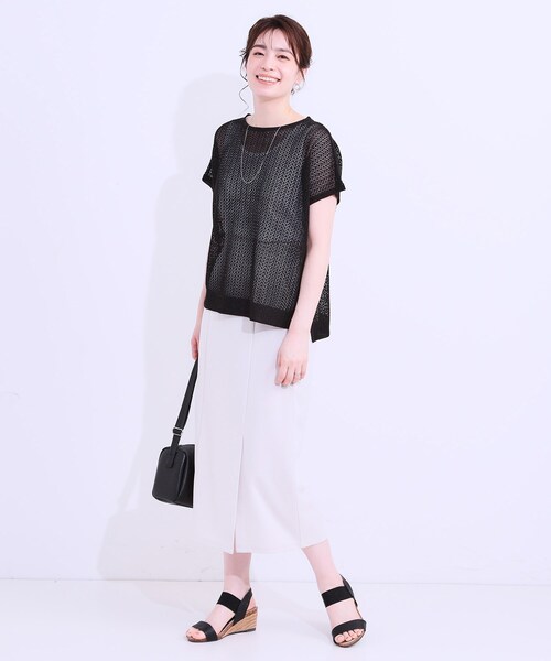 DRESKIP(ドレスキップ)の「【S-LL/2点セット】程よいラメが上品 透かしニット+タンクトップ(ニット/セーター・レディース・オレンジ/ブラック/オフホワイト・02/03/01)」の14枚目の写真