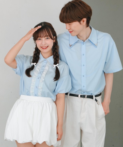 INTER FACTORY(インターファクトリー)の「【mayuka × wataru】 -クラウドブルーシャツ- made in INTER FACTORY(シャツ/ブラウス・レディース・ブルー系2/ブルー系1・FREE)」の3枚目の写真