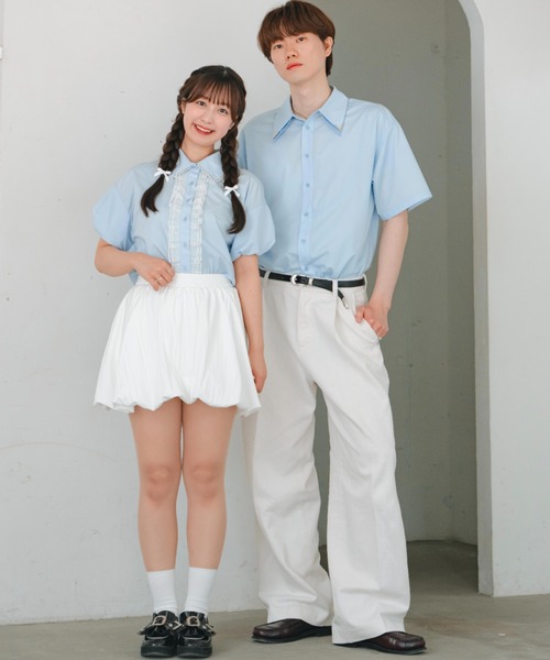 INTER FACTORY(インターファクトリー)の「【mayuka × wataru】 -クラウドブルーシャツ- made in INTER FACTORY(シャツ/ブラウス・レディース・ブルー系2/ブルー系1・FREE)」の5枚目の写真