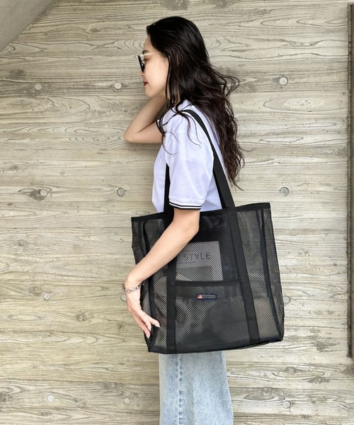 POLOCHAMPS（ポロチャンプス）の「POLOCHAMPS(ポロチャンプス)/軽量 大容量 A4サイズ収納可能 メッシュトートバッグ（トートバッグ・レディース・カーキ/ブラック/アイボリー・FREE）」の12枚目の写真