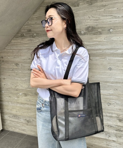 POLOCHAMPS（ポロチャンプス）の「POLOCHAMPS(ポロチャンプス)/軽量 大容量 A4サイズ収納可能 メッシュトートバッグ（トートバッグ・レディース・カーキ/ブラック/アイボリー・FREE）」の11枚目の写真
