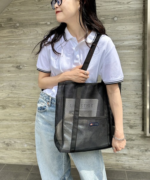 POLOCHAMPS（ポロチャンプス）の「POLOCHAMPS(ポロチャンプス)/軽量 大容量 A4サイズ収納可能 メッシュトートバッグ（トートバッグ・レディース・カーキ/ブラック/アイボリー・FREE）」の10枚目の写真