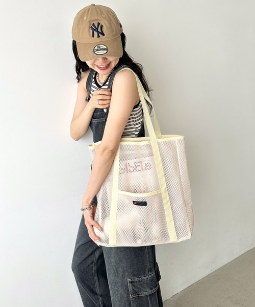 POLOCHAMPS（ポロチャンプス）の「POLOCHAMPS(ポロチャンプス)/軽量 大容量 A4サイズ収納可能 メッシュトートバッグ（トートバッグ・レディース・カーキ/ブラック/アイボリー・FREE）」の8枚目の写真
