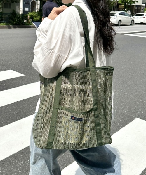 POLOCHAMPS（ポロチャンプス）の「POLOCHAMPS(ポロチャンプス)/軽量 大容量 A4サイズ収納可能 メッシュトートバッグ（トートバッグ・レディース・カーキ/ブラック/アイボリー・FREE）」の18枚目の写真