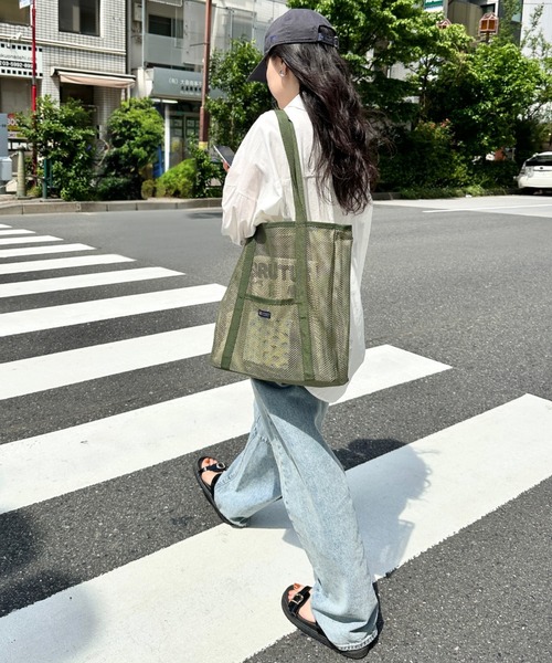 POLOCHAMPS（ポロチャンプス）の「POLOCHAMPS(ポロチャンプス)/軽量 大容量 A4サイズ収納可能 メッシュトートバッグ（トートバッグ・レディース・カーキ/ブラック/アイボリー・FREE）」の20枚目の写真