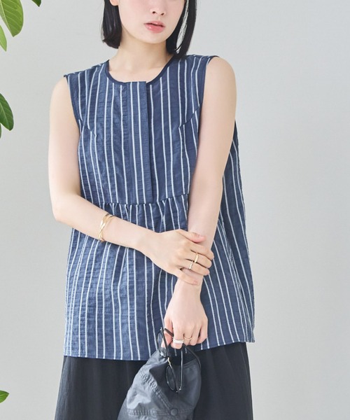 KATHARINE ROSS（キャサリンロス）の「【KATHARINE ROSS】ブライトストライプブラウス（シャツ/ブラウス・レディース・ベージュ/ネイビー・MEDIUM）」の2枚目の写真