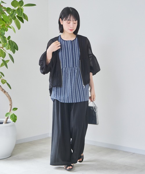 KATHARINE ROSS（キャサリンロス）の「【KATHARINE ROSS】ブライトストライプブラウス（シャツ/ブラウス・レディース・ベージュ/ネイビー・MEDIUM）」の3枚目の写真