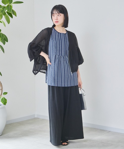 KATHARINE ROSS（キャサリンロス）の「【KATHARINE ROSS】ブライトストライプブラウス（シャツ/ブラウス・レディース・ベージュ/ネイビー・MEDIUM）」の4枚目の写真