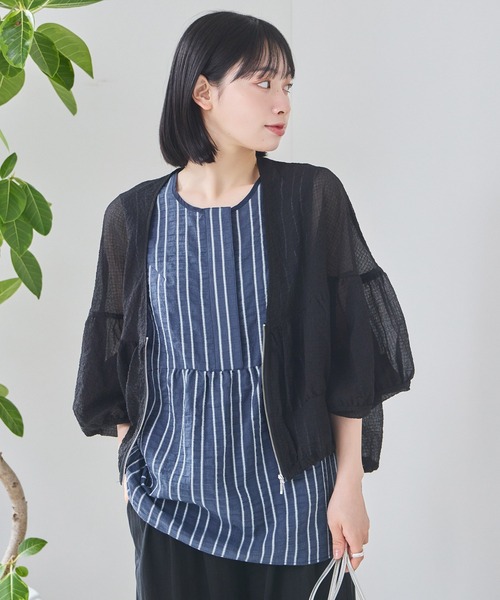 KATHARINE ROSS（キャサリンロス）の「【KATHARINE ROSS】ブライトストライプブラウス（シャツ/ブラウス・レディース・ベージュ/ネイビー・MEDIUM）」の6枚目の写真