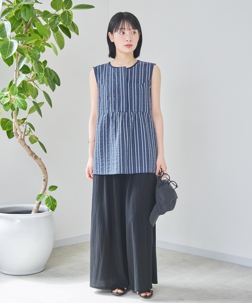 KATHARINE ROSS（キャサリンロス）の「【KATHARINE ROSS】ブライトストライプブラウス（シャツ/ブラウス・レディース・ベージュ/ネイビー・MEDIUM）」の7枚目の写真