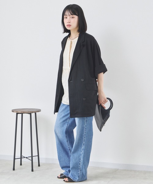 KATHARINE ROSS（キャサリンロス）の「【KATHARINE ROSS】ブライトストライプブラウス（シャツ/ブラウス・レディース・ベージュ/ネイビー・MEDIUM）」の13枚目の写真