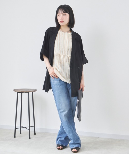 KATHARINE ROSS（キャサリンロス）の「【KATHARINE ROSS】ブライトストライプブラウス（シャツ/ブラウス・レディース・ベージュ/ネイビー・MEDIUM）」の14枚目の写真