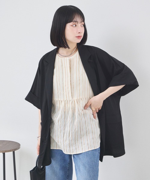 KATHARINE ROSS（キャサリンロス）の「【KATHARINE ROSS】ブライトストライプブラウス（シャツ/ブラウス・レディース・ベージュ/ネイビー・MEDIUM）」の15枚目の写真