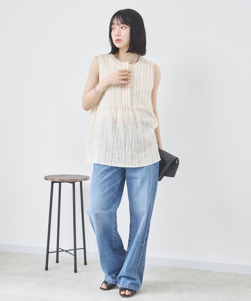 KATHARINE ROSS（キャサリンロス）の「【KATHARINE ROSS】ブライトストライプブラウス（シャツ/ブラウス・レディース・ベージュ/ネイビー・MEDIUM）」の18枚目の写真