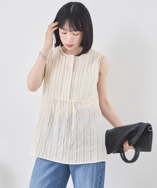 KATHARINE ROSS（キャサリンロス）の「【KATHARINE ROSS】ブライトストライプブラウス（シャツ/ブラウス・レディース・ベージュ/ネイビー・MEDIUM）」の20枚目の写真