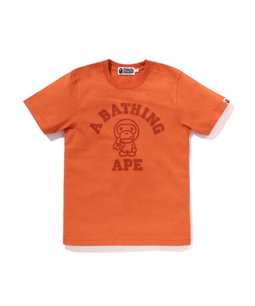 A BATHING APE(アベイシングエイプ)の「OVERDYE MILO COLLEGE TEE(Tシャツ/カットソー・レディース・オレンジ/ピンク/グリーン・X-SMALL/SMALL/XX-SMALL)」の3枚目の写真