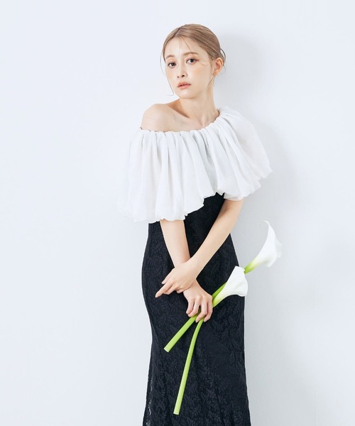 CELEN（セレン）の「《2025新作》【オケージョンドレス/結婚式/お呼ばれ】3WAYオフショルダーマーメイドドレス（ドレス・レディース・ブラック×ホワイト/ブルー系その他・FREE）」の2枚目の写真