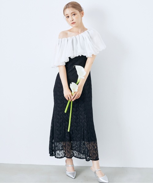 CELEN（セレン）の「《2025新作》【オケージョンドレス/結婚式/お呼ばれ】3WAYオフショルダーマーメイドドレス（ドレス・レディース・ブラック×ホワイト/ブルー系その他・FREE）」の10枚目の写真